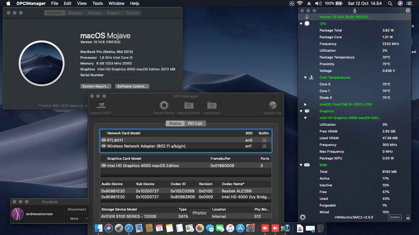 Success Hackintosh macOS Mojave 10.14.6 Build 18G103 at Acer Aspire V5-471PG-53334G50MA